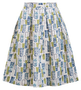 Green Retro Atomic Tiki Swing Skirt