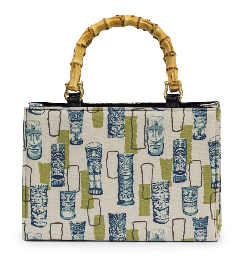 Tiki-print-handbag-purse-Navy-