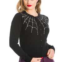 Under Her Spell Spiderweb Cardigan in Black