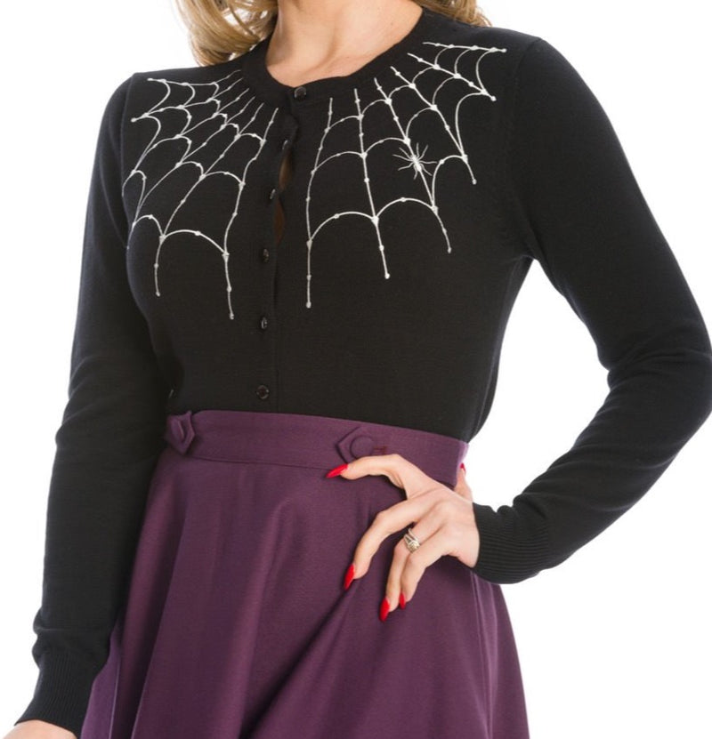 Under Her Spell Spiderweb Cardigan in Black