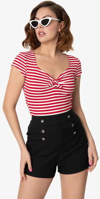 High Waist Sailor Debbie Shorts in Black