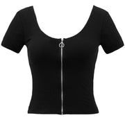 Moto Babe Zip Top in Black