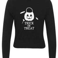 Trick or Treat Pumpkin Cardigan in Black