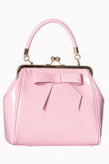 Pink Vintage Style Patent Bow Kisslock Handbag
