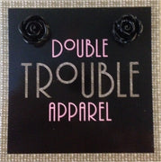 Mini Rose Stud Earrings in Black