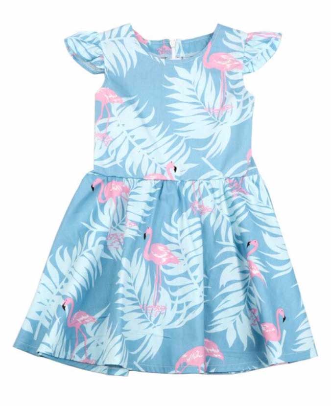 Flamingo Dress in Mint or Blue 6 Yrs / Blue Flamingo Dress in Mint or Blue 6 Yrs / Blue