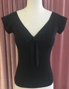 Black Miss Vintage Bow Tie Top