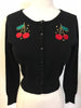 Atomic cherry embroidered mak cardigan sweater rockabilly pinup retro