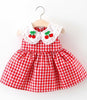 Baby Doll Cherry Gingham Dress in Red or Pink