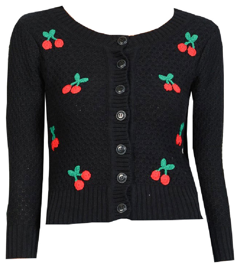 Black Cherry Knit Cardigan Sweater Double Trouble Apparel