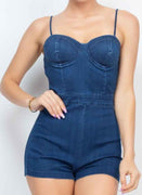Denim Bustier Romper (Dark or Light Denim)