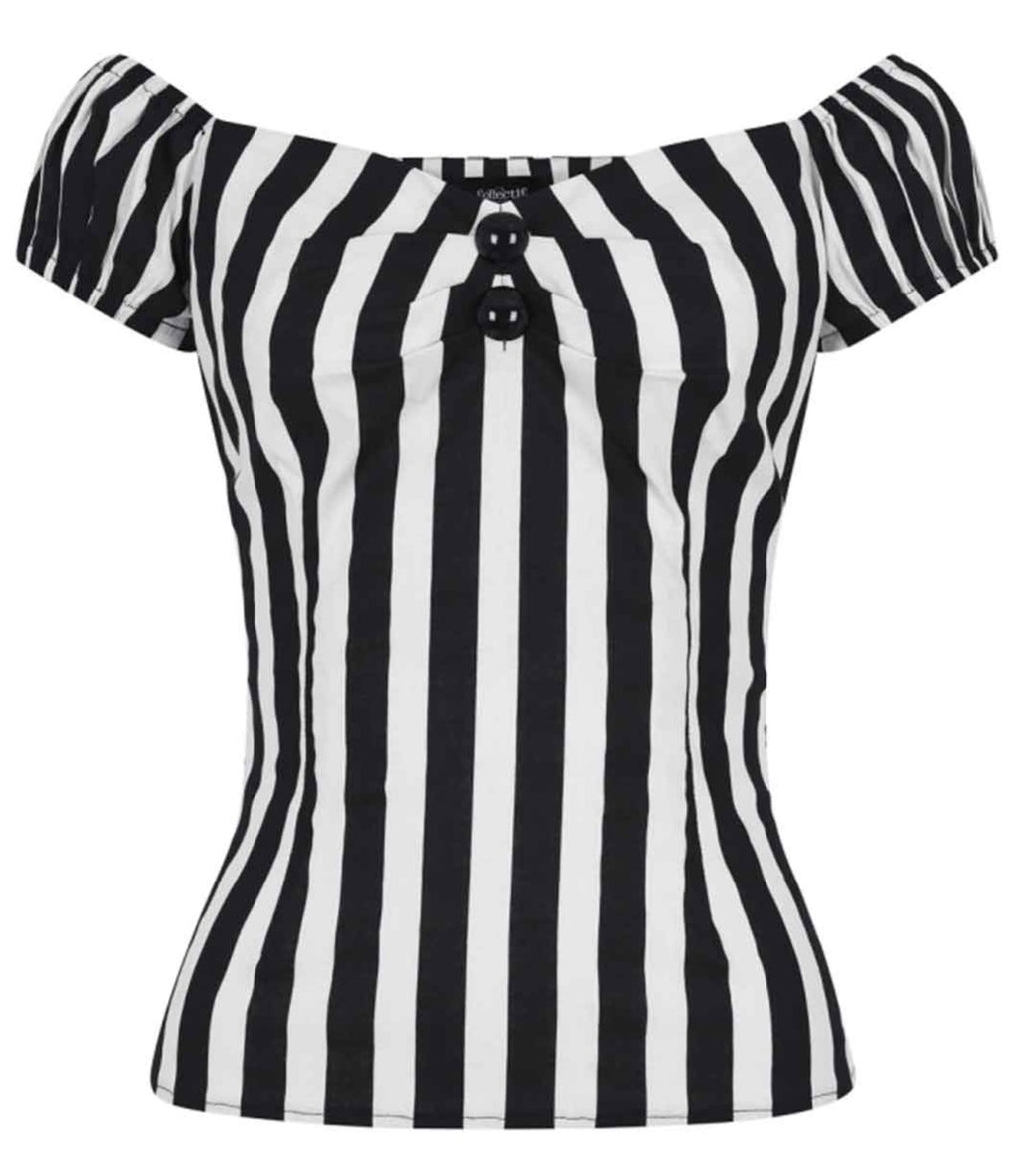 Spooky Babe Striped Peasant Top