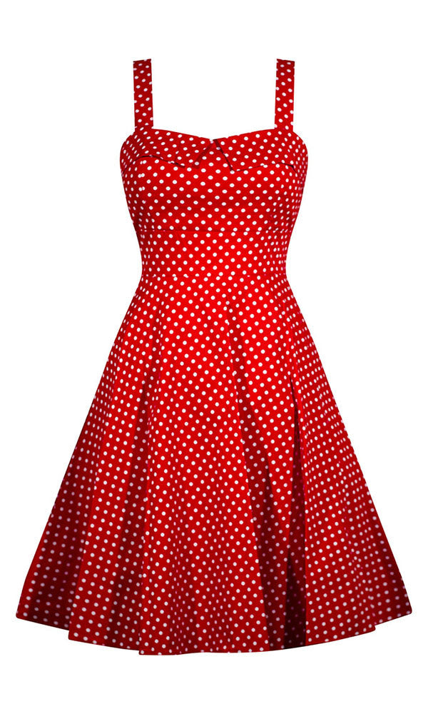 Retro Pinup Rockabilly Polka Dot Dress - Red