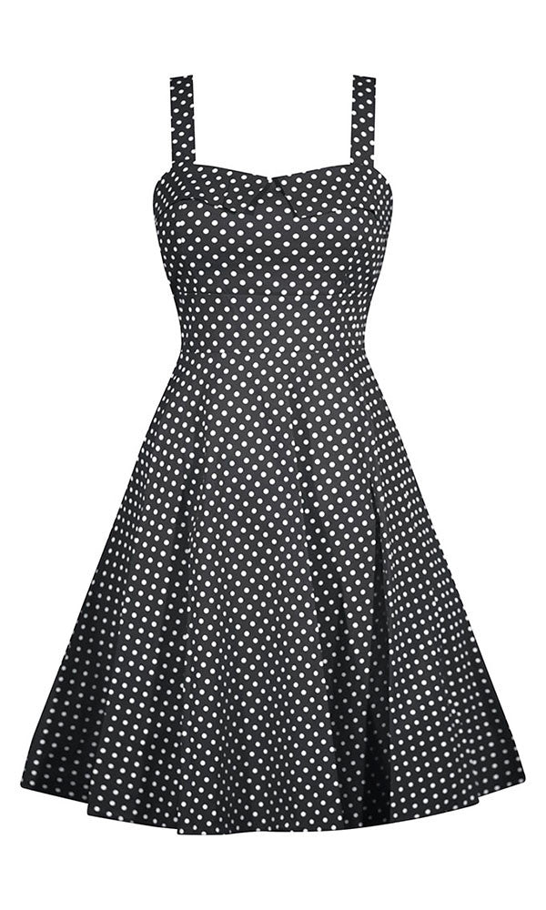 Retro Polka Dot Dress - Black - Car Show Pin Up Smocking Swing USA 3X Retro Polka Dot Dress - Black - Car Show Pin Up Smocking Swing USA 3X