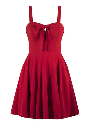 Red Sailor Girl Swing Dress with Pockets