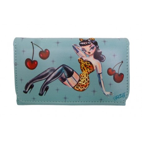 Leopard Pinup Girl Wallet in Mint by Fluff