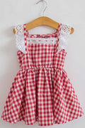 Red & White Gingham Swing Dress