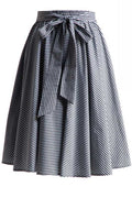 Black Gingham Swing Skirt with Stretch Waist