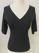 Half Sleeve Retro Inspired Top in Black