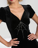 Morticia Spiderweb Dress in Black Velvet