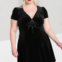 Morticia Spiderweb Dress in Black Velvet