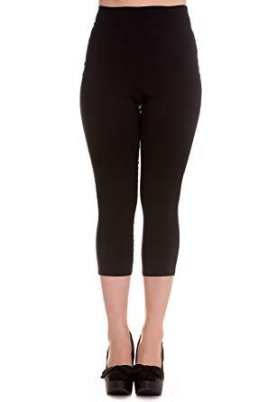 High Waist Retro Tina Capris by Hell Bunny in Black | Double
