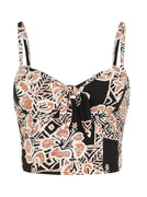 Dominique Tiki Print Crop Top