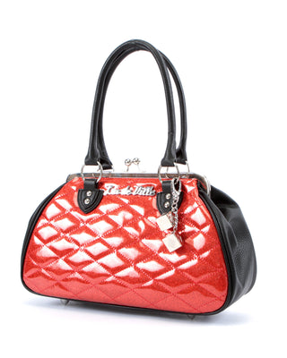 Lux de Ville, Bags, Lux De Ville Red Shimmer Sparkle Stardust Kiss Lock  Closure Handbag Purse
