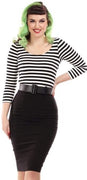 Striped Ghoul Babe Pinup Pencil Dress