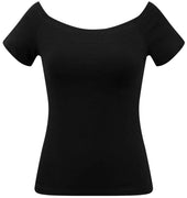 Marilyn Scoop Neck Top in Black