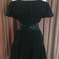 Black Off Shoulder Ruffle Dress