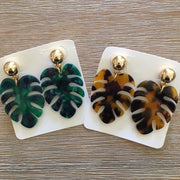 Tropical Palm Leaf Acrylic Earrings