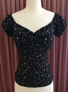 Black Starburst Night Sky Peasant Top