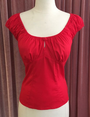 Red Peasant Style Pinup Top