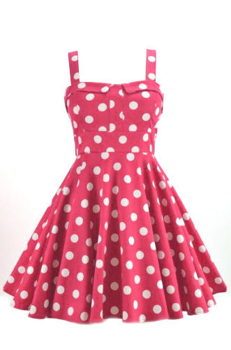 Pink Retro Polka Dot Swing Dress