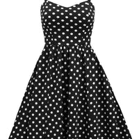 Polka Dot Retro Inspired Swing Dress with Pockets in Black & White