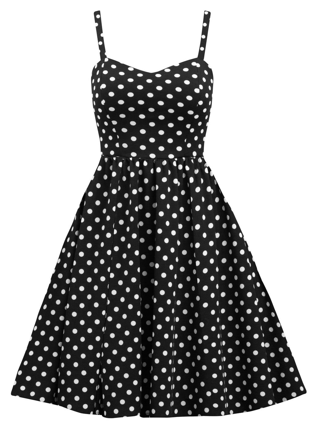 Polka Dot Retro Inspired Swing Dress with Pockets in Black & White Medium Polka Dot Retro Inspired Swing Dress with Pockets in Black & White Medium