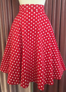 Retro Gal Polka Dot Swing Skirt in Red