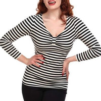 Black & White Striped Long Sleeve Top