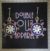 Retro Ship Wheel Hook Earrings