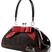 Spiderweb Kisslock Handbag in Black & Red