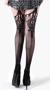 Spanish Fan Faux Garter Fishnet Pantyhose