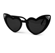 Black Pinstriped Spider Web Heart Shaped Cat Eye Sunglasses