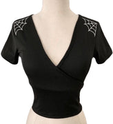 Spooky Babe Spiderweb Crop Top