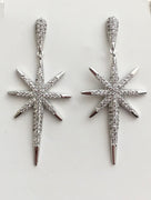 Silver Atomic Starburst Retro Drop Earring