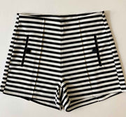 High Waisted Striped Shorts in Black & White