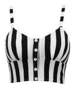 Striped Retro Crop Top in Black & White