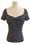 Black & White Striped Sailor Girl Sweetheart Tee