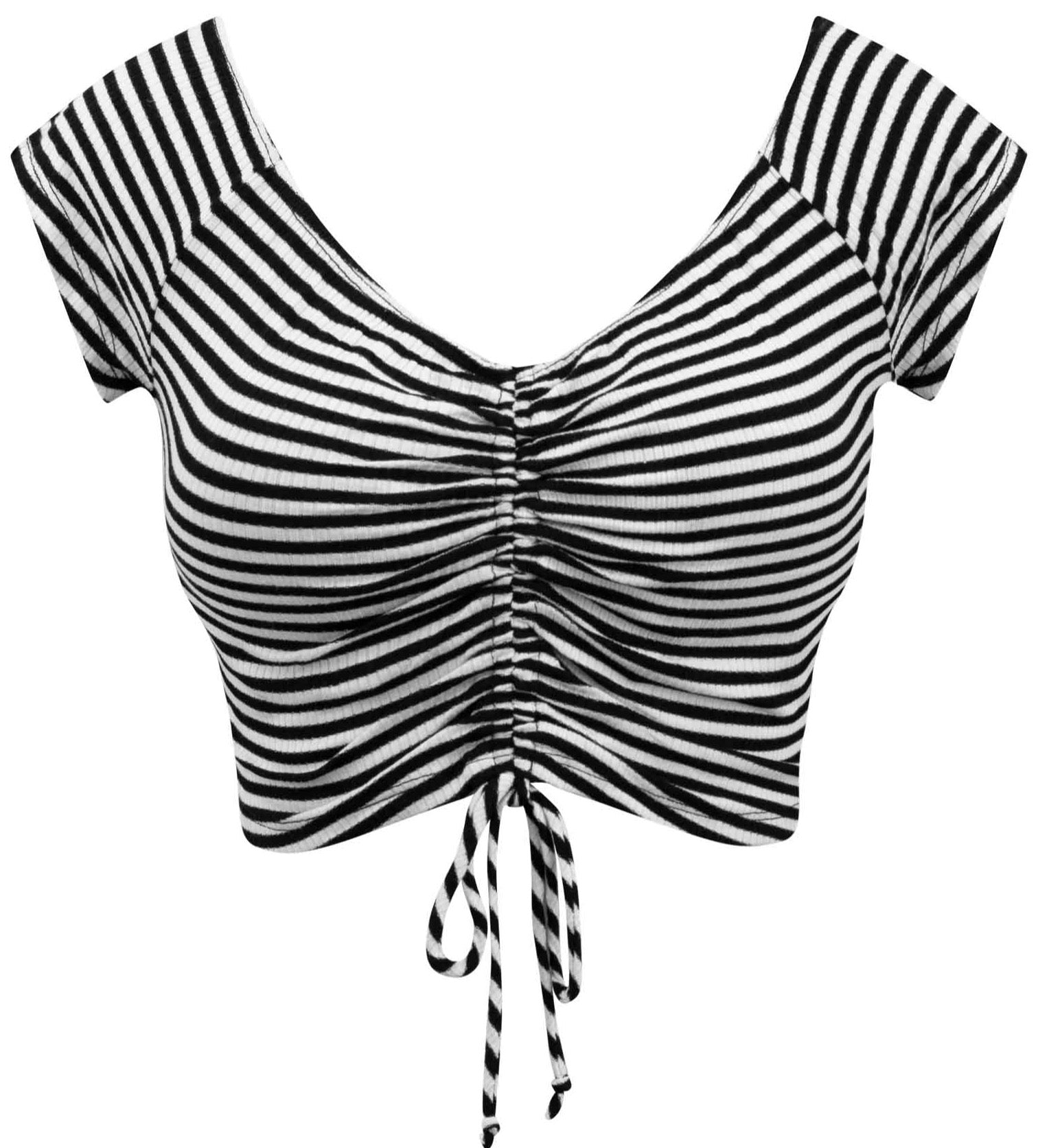 Retro Babe Striped Crop Top In Black And White Double Trouble Apparel