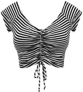 Retro Babe Striped Crop Top in Black & White